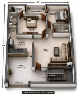 Special Villa ground floor, perspective view